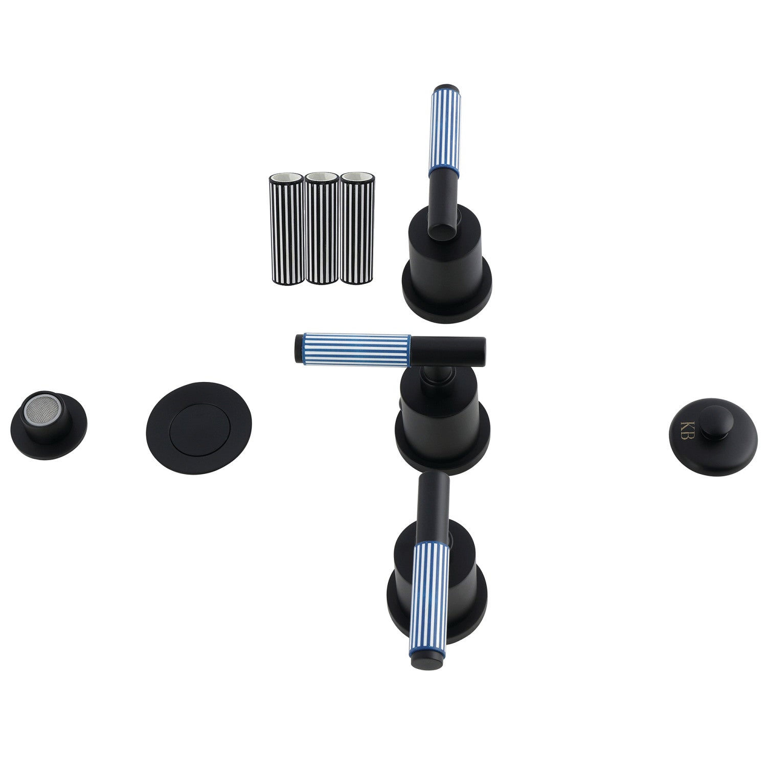 Kingston Sona KB6320KPS - Verona Three-Handle Bidet Faucet with Knurled Handle and Brass Pop-Up, Matte Black — image 1